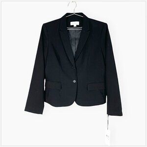Calvin Klein Black Luxe Stretch 2 Button Notch Lapel Long Sleeve Blazer NWT 10